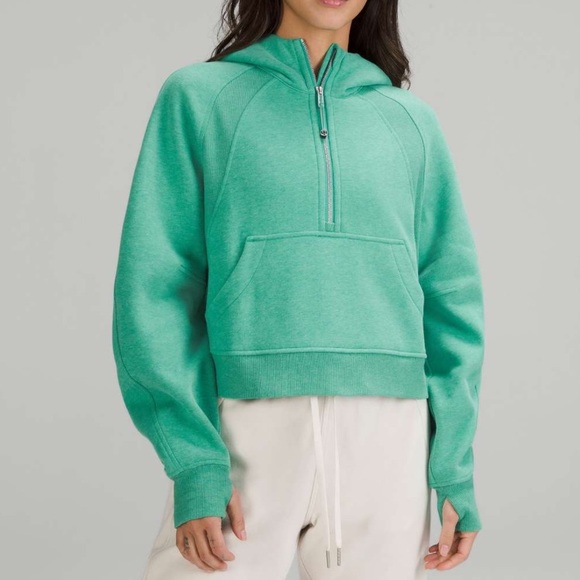 lululemon athletica Tops - Lululemon Scuba Oversized Half-Zip Hoodie Heathered Maldives Green Size XL/XXL